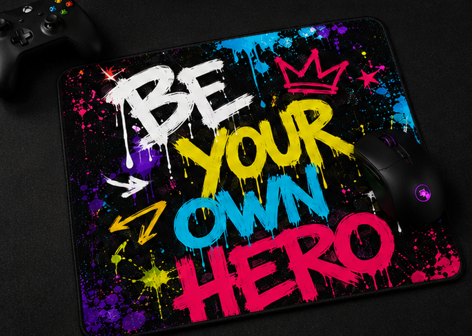 Be Your Own Hero Graffiti Mouse Pad