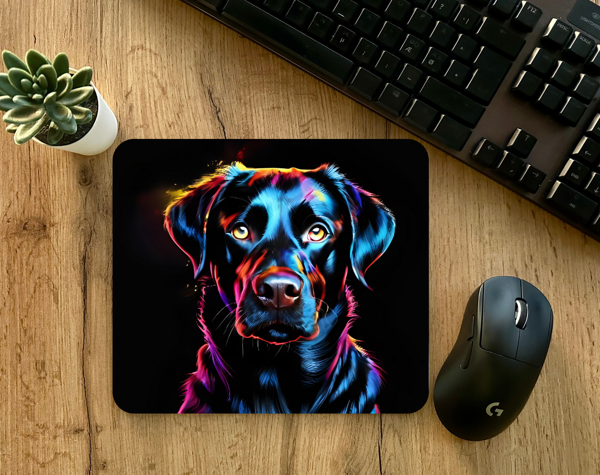 Colorful Neon Labrador Mouse Pad