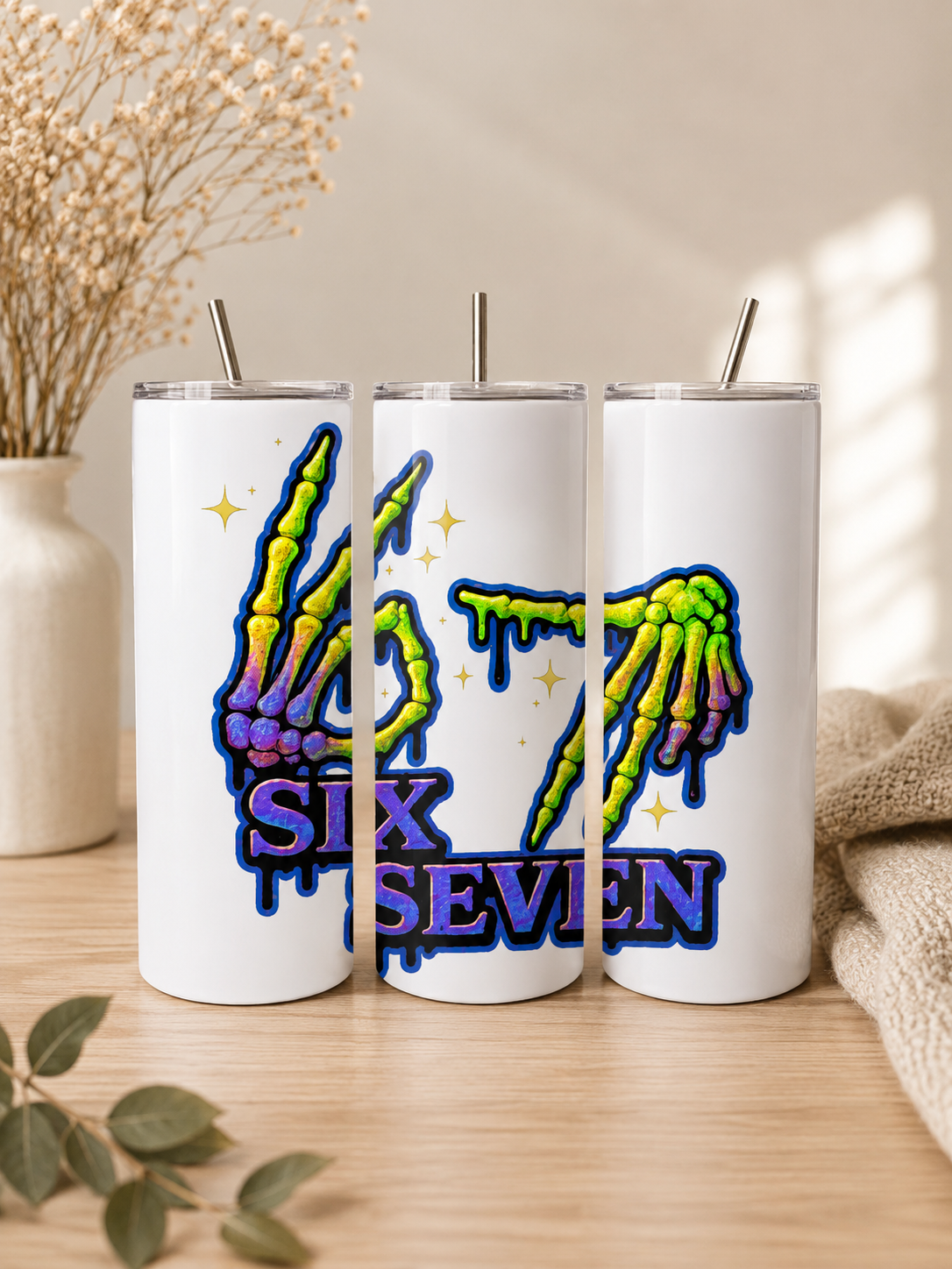 Six Seven Blue Skeleton Tumbler
