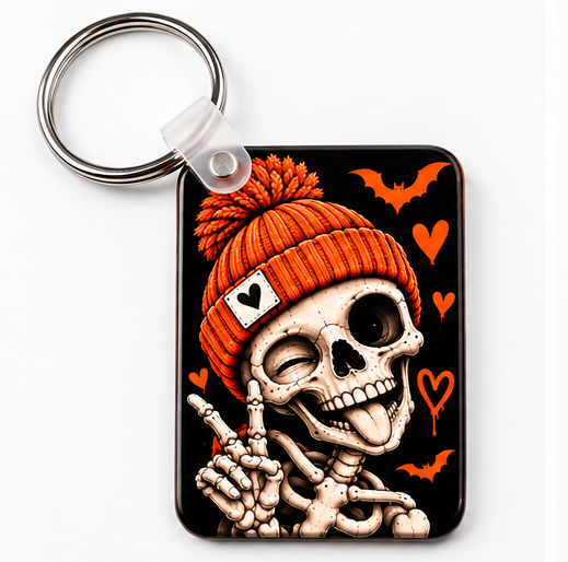 Halloween Skeleton Keychain – Spooky MDF Bag & Key Accessory