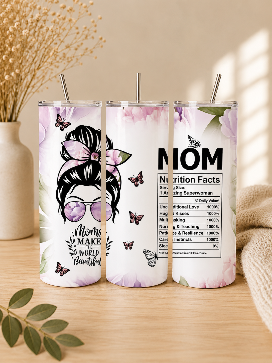 Mom Nutrition Facts Skinny Tumbler