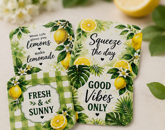 Lemon Drink Coasters Set | 4 Pieces