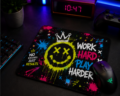 Work Hard Play Harder Graffiti Mouse Pad