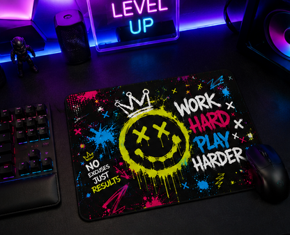 Work Hard Play Harder Graffiti Mouse Pad