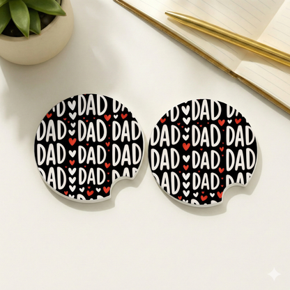 Dad Love Ceramic Car Coaster- Set of 2