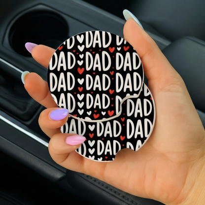 Dad Love Ceramic Car Coaster- Set of 2