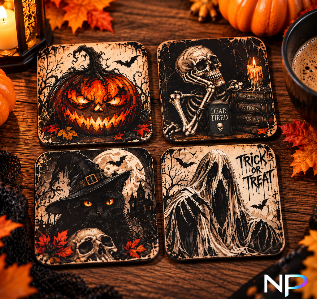 Spooky Halloween Coasters – Set of 4
