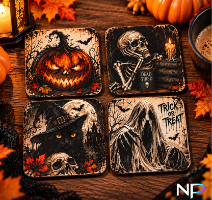 Spooky Halloween Coasters – Set of 4