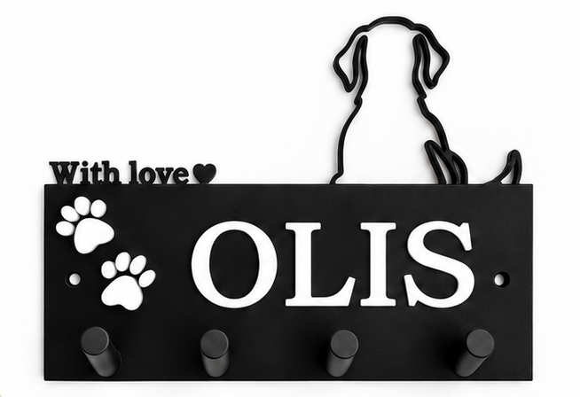 Personalized Dog Leash Holder – Custom Name & Paw Design