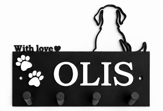 Personalized Dog Leash Holder – Custom Name & Paw Design