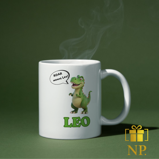 Personalized Dinosaur Mug with Name- "Roar Means..."