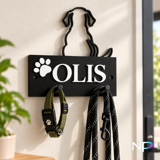 Personalized Dog Leash Holder – Custom Name & Paw Design