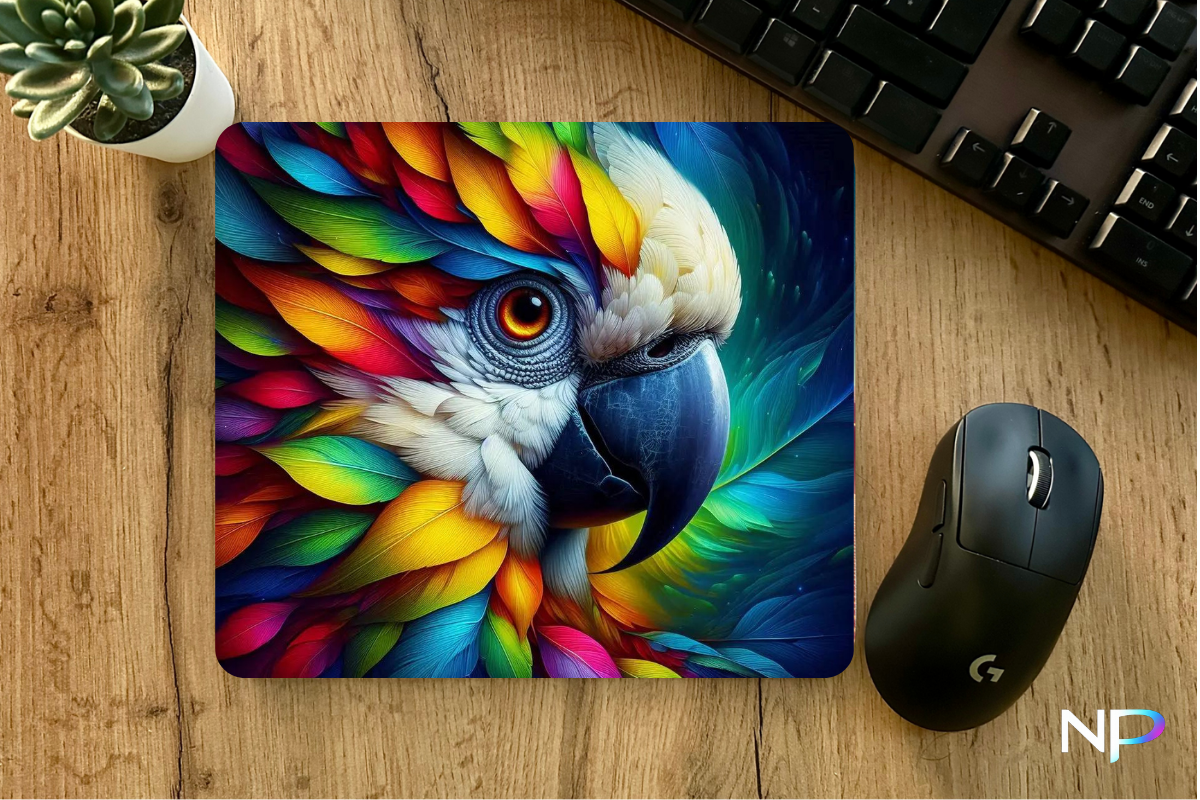 Colorful Parrot Mouse Pad – Vibrant Bird Desk Accessory