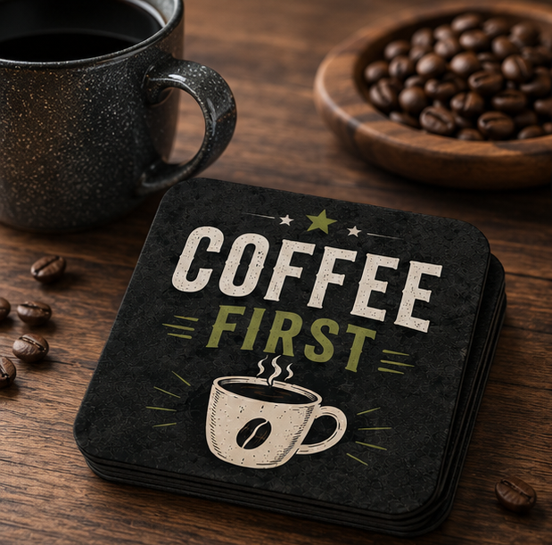 Modern Man Cave Drink Coaster Set | 4 Pieces