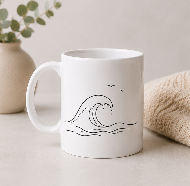 Minimalist Ocean Wave Mug