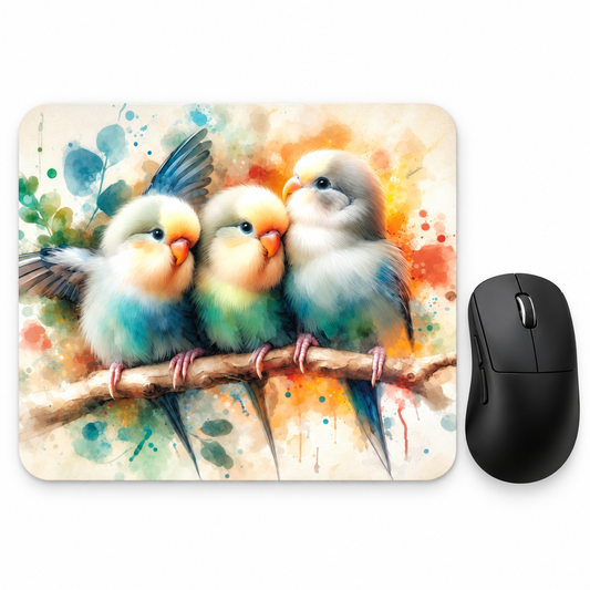 Watercolor Lovebirds Mouse Pad