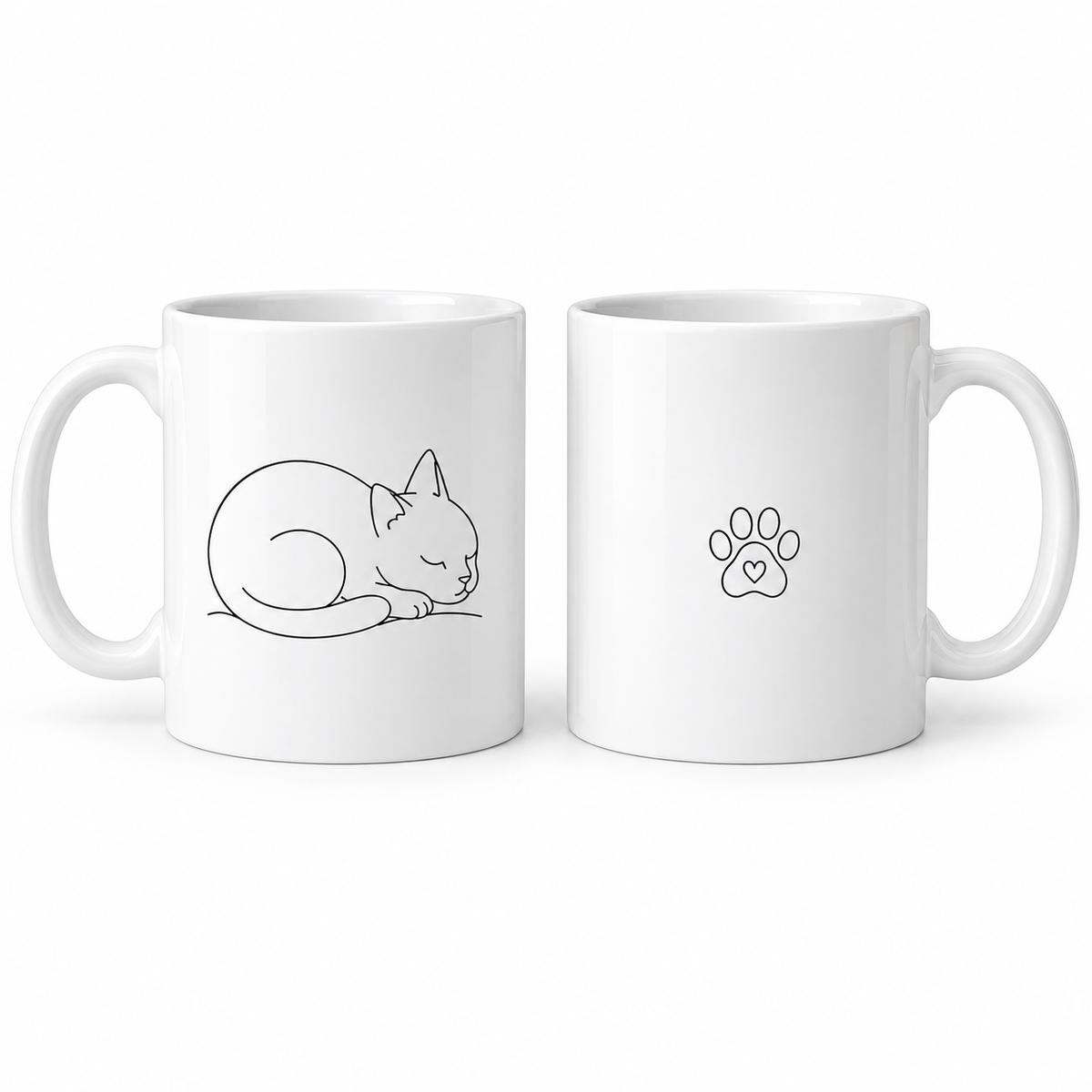 Minimalist Sleeping Cat Mug