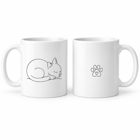 Minimalist Sleeping Cat Mug