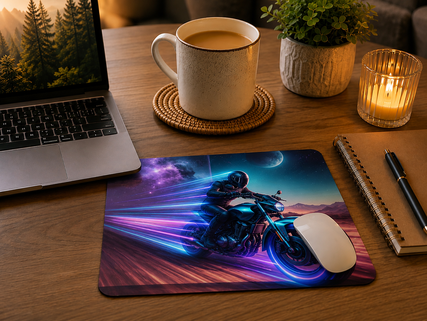 Futuristic Motorcycle Mouse Pad