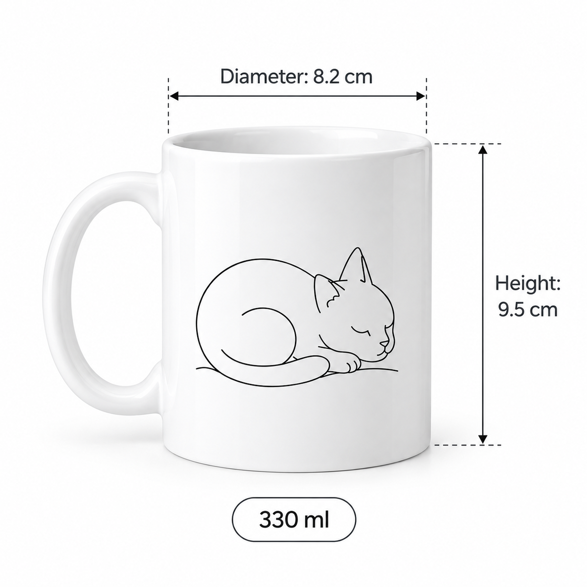 Minimalist Sleeping Cat Mug