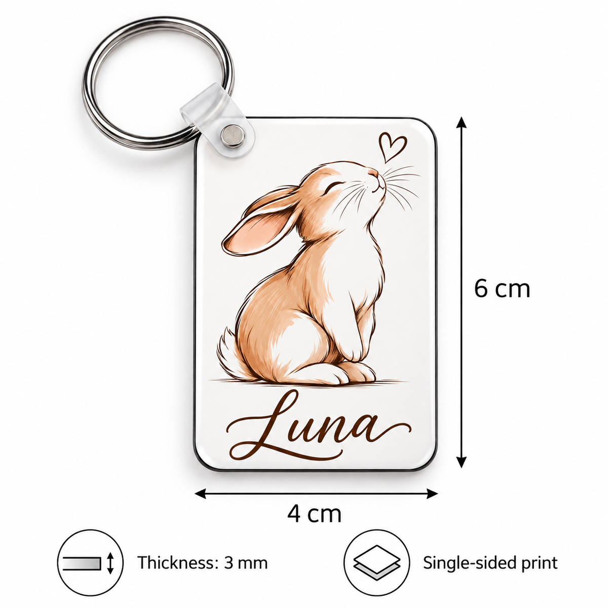 Personalized Rabbit Keychain with Custom Name – Bunny Lover Gift