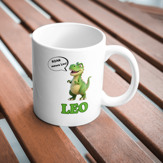 Personalized Dinosaur Mug with Name- "Roar Means..."