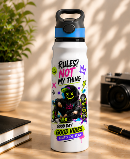 Rules? Not My Thing- 750 ml Graffiti Water Bottle