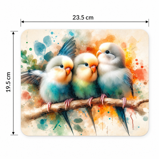 Watercolor Lovebirds Mouse Pad