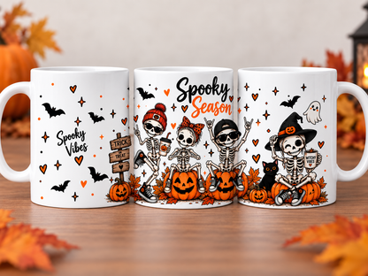  Spooky Vibes skeleton Halloween ceramic mug