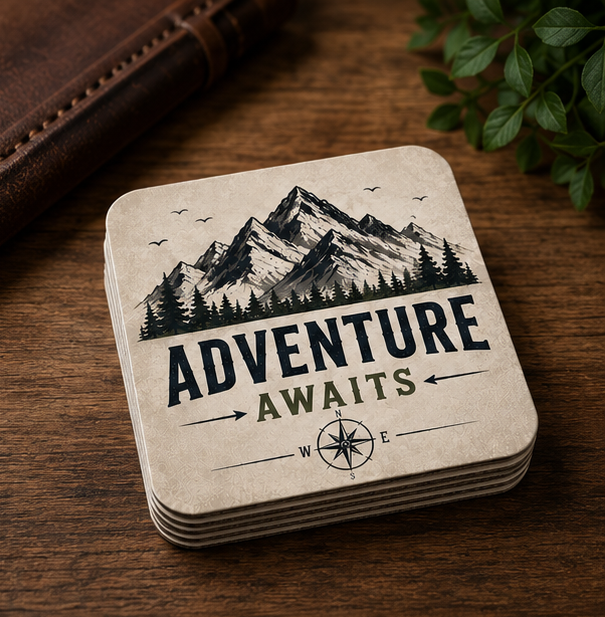 Modern Man Cave Drink Coaster Set | 4 Pieces