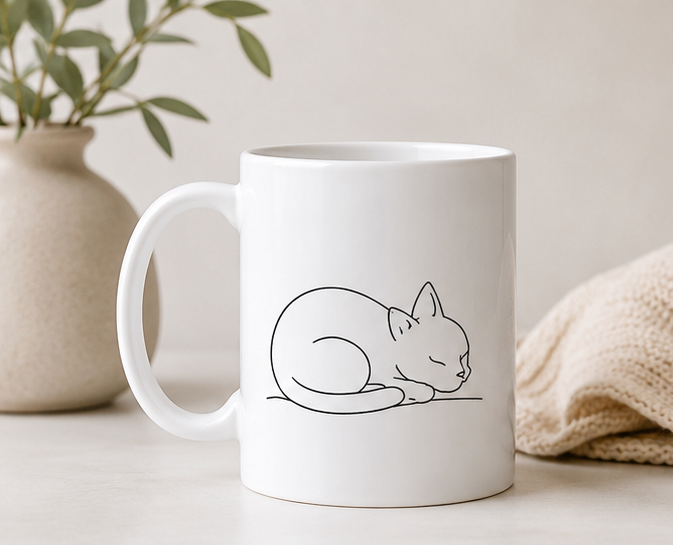 Minimalist Sleeping Cat Mug