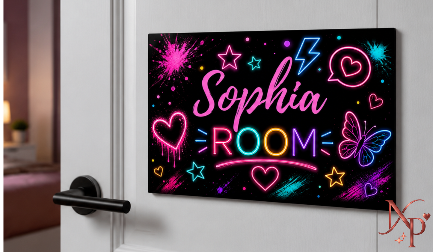 Personalized Neon Butterfly Door Sign