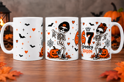 67 Spooky Season skeleton Halloween ceramic mug