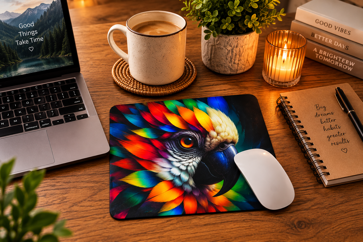 Colorful Parrot Mouse Pad – Vibrant Bird Desk Accessory
