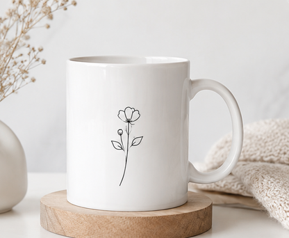 Minimalist Floral Woman Mug
