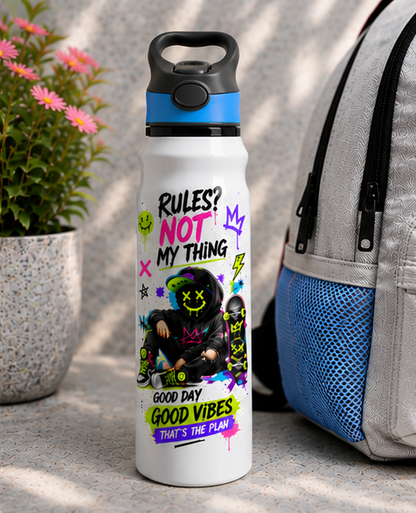 Rules? Not My Thing- 750 ml Graffiti Water Bottle