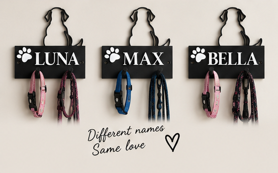 Personalized Dog Leash Holder – Custom Name & Paw Design
