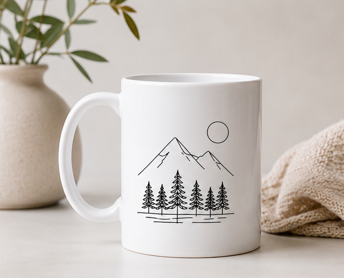 Minimalist Mountain & Forest Mug