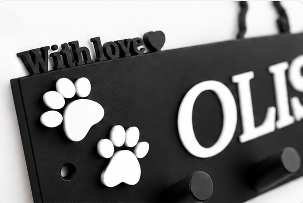 Personalized Dog Leash Holder – Custom Name & Paw Design