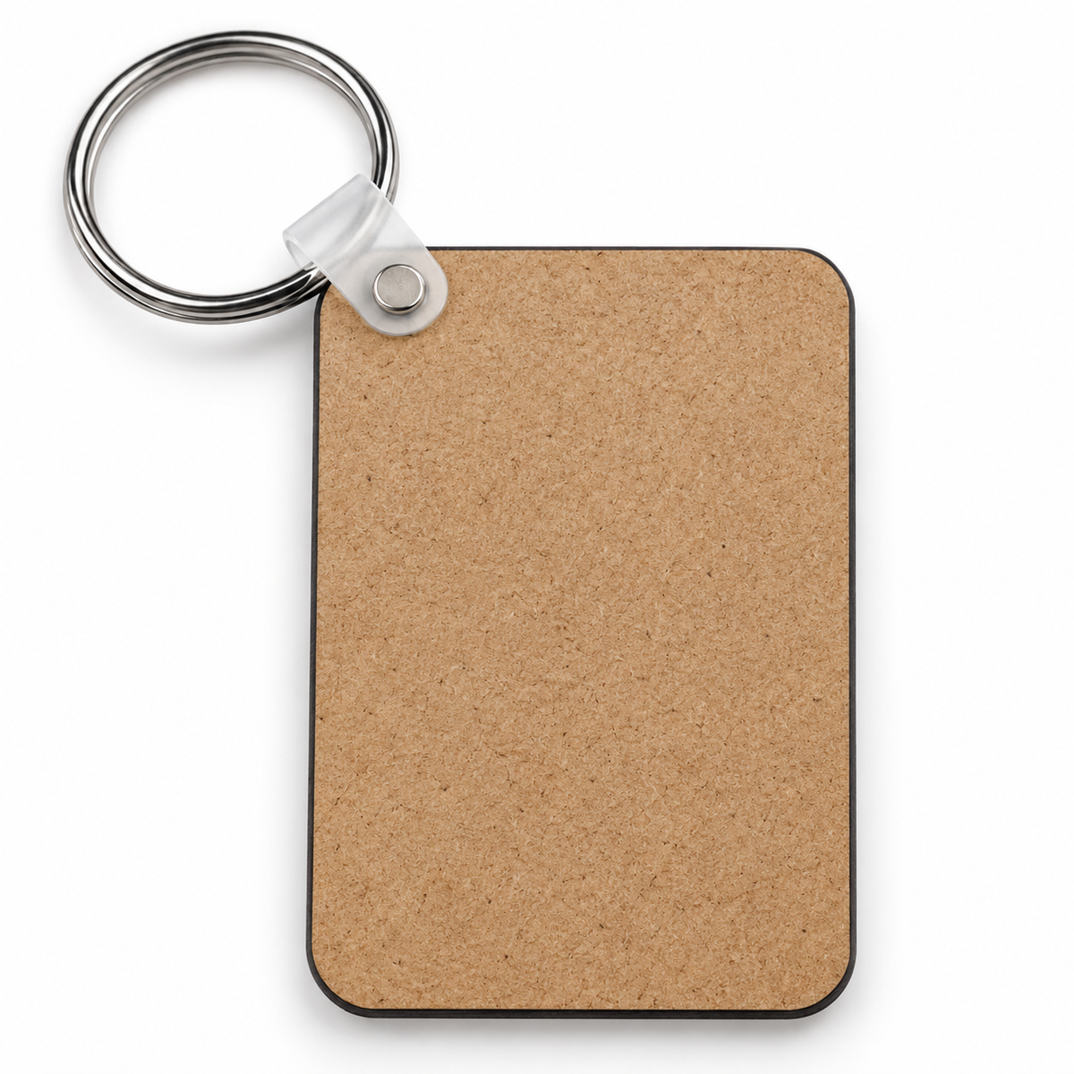 Natural brown MDF back of personalized rabbit keychain