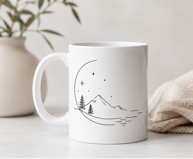 Minimalist Moonlight Adventure Mug