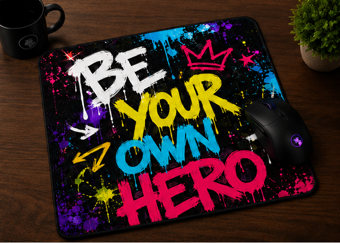 Be Your Own Hero Graffiti Mouse Pad