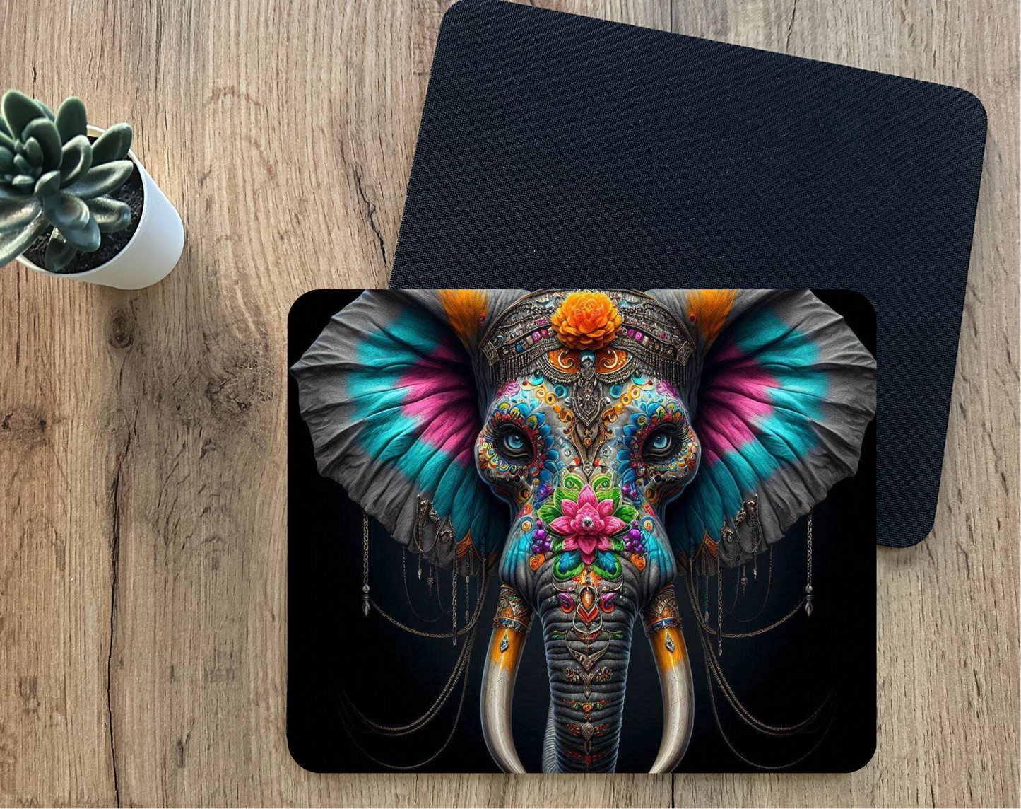 Colorful Elephant Art Mouse Pad