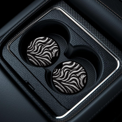 Zebra Print Ceramic Car Coaster- Set of 2