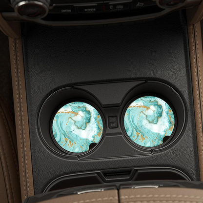 Luxury Marble Ceramic Car coaster- Set of 2