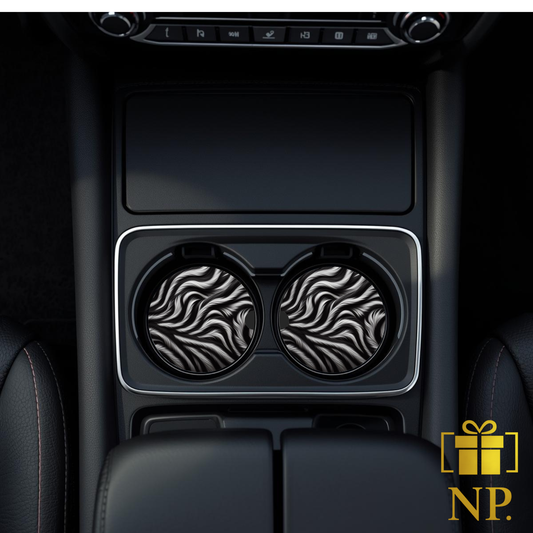 Zebra Print Ceramic Car Coaster- Set of 2