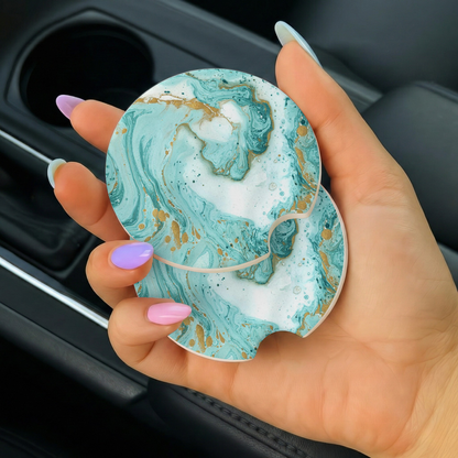 Luxury Marble Ceramic Car coaster- Set of 2