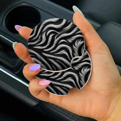 Zebra Print Ceramic Car Coaster- Set of 2