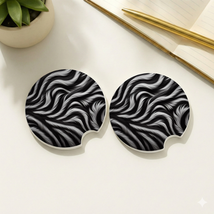 Zebra Print Ceramic Car Coaster- Set of 2