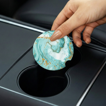 Luxury Marble Ceramic Car coaster- Set of 2